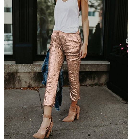 🖤 HP 🖤 Rose Gold Sequin Joggers - Picture 3 of 4